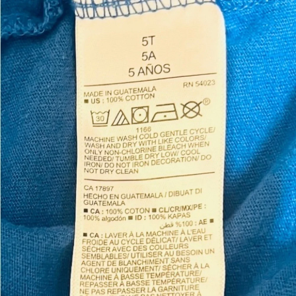Old Navy cotton pull-on blue graphic design Boys Shirt 5 long sleeve round neck